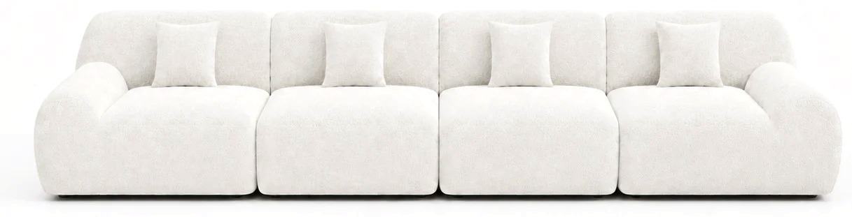 Freya Modular 4 Seater in White, front view